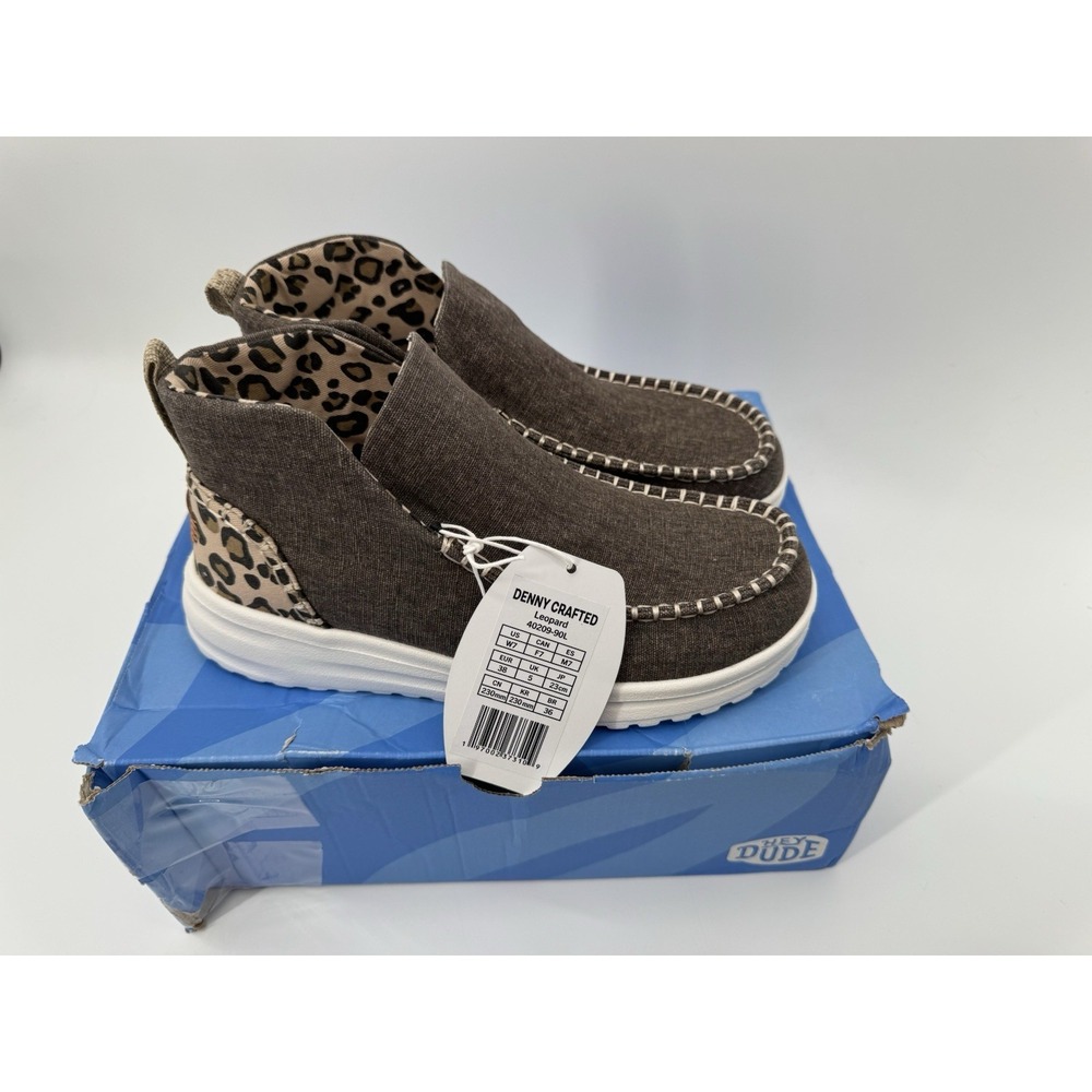 Hey Dude Denny Crafted 40209-90L Womens US 9 W Leopard Print Moc Toe Ankle Shoes - Picture 8 of 9